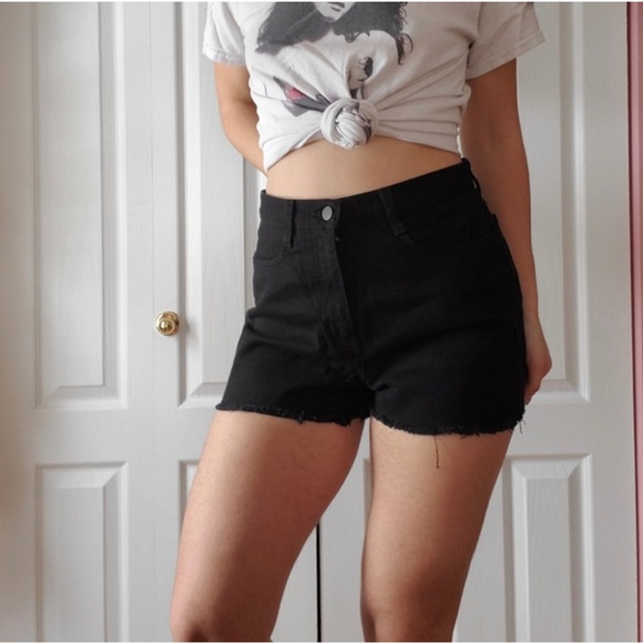 American Apparel - High Waisted Black Jean Shorts - Picture 8 of 8
